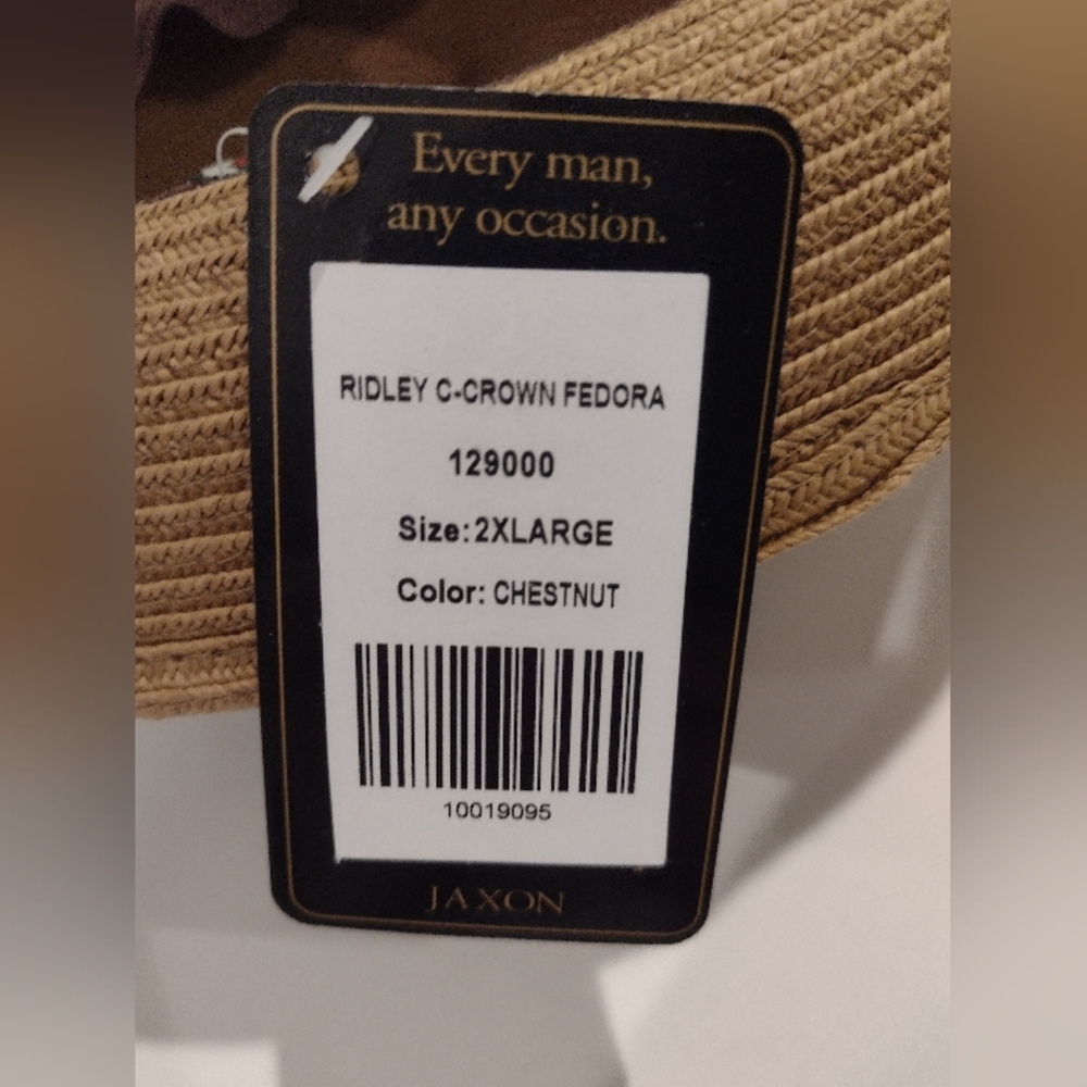 Jaxon beige fedora w/ striped band and small feather NWT - Picture 7 of 8